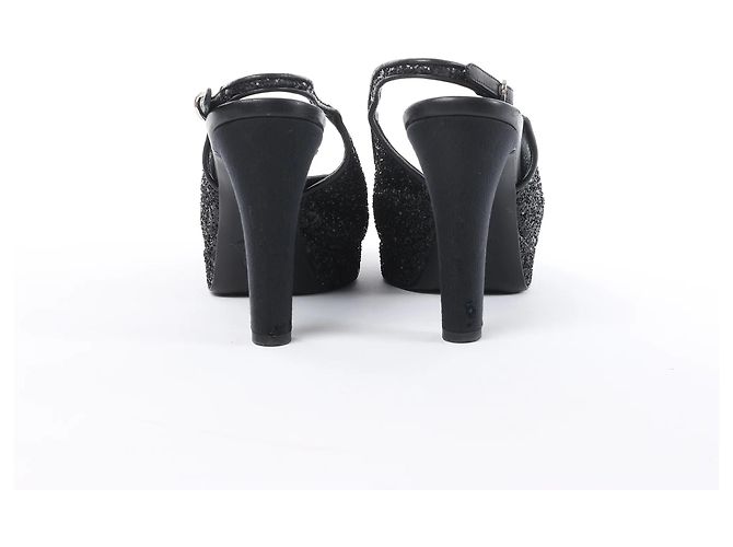 Chanel Coco Mark Leder x Glitter Pumps in Schwarz G37586, Größe EU 37 C - Ansicht 7