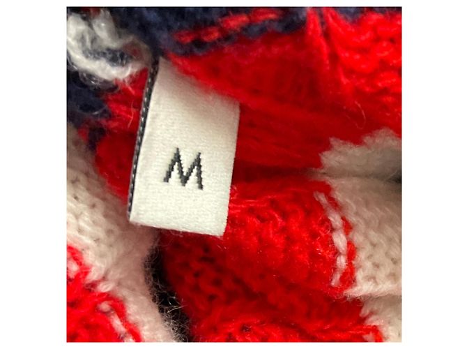 Gucci gestreifter Strick-Cardigan in Rot / Weiß / Blau mit GG-Logo Perlmuttknöpfen Mehrfarben - Ansicht 5
