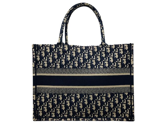 Borsa a mano Dior Book Tote Medium con ricamo Dior Oblique Ecru / Blue di Christian Dior - vista 3