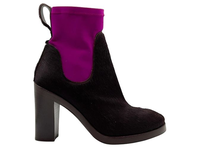 Acne Studios Botines sock booties de pelo de becerro marrón / fucsia Castaño - vista 2