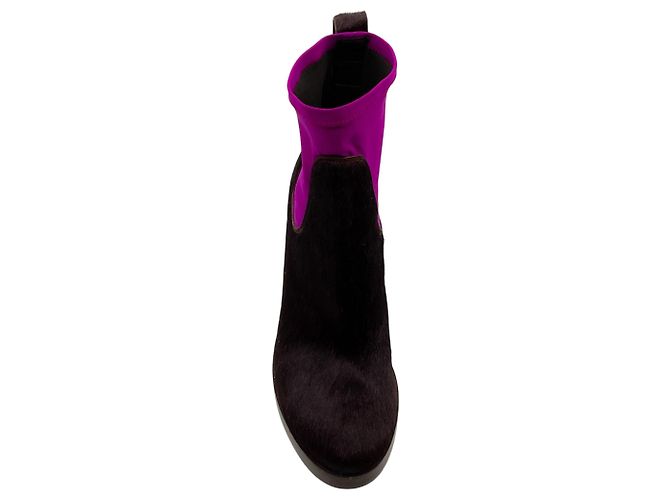 Acne Studios Botines sock booties de pelo de becerro marrón / fucsia Castaño - vista 4