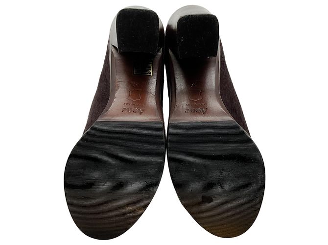 Acne Studios Botines sock booties de pelo de becerro marrón / fucsia Castaño - vista 7