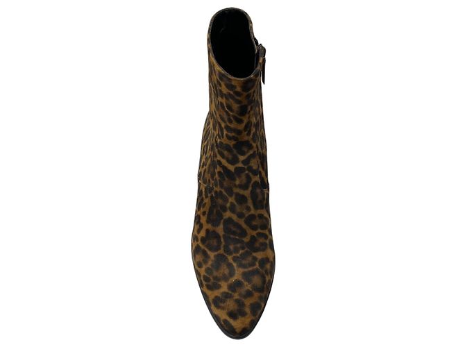 Botines de ante con estampado de leopardo Saint Laurent Camel / Brown / Black West Castaño - vista 4