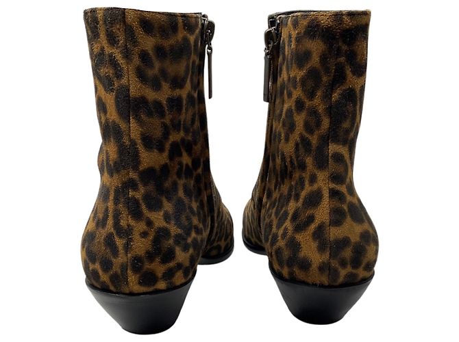 Botines de ante con estampado de leopardo Saint Laurent Camel / Brown / Black West Castaño - vista 5