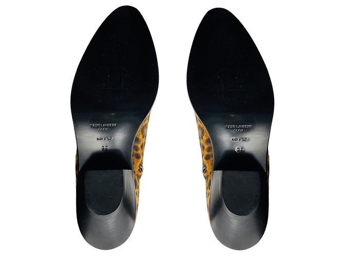 Botines de ante con estampado de leopardo Saint Laurent Camel / Brown / Black West Castaño - vista 6
