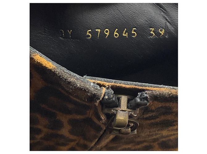 Botines de ante con estampado de leopardo Saint Laurent Camel / Brown / Black West Castaño - vista 8