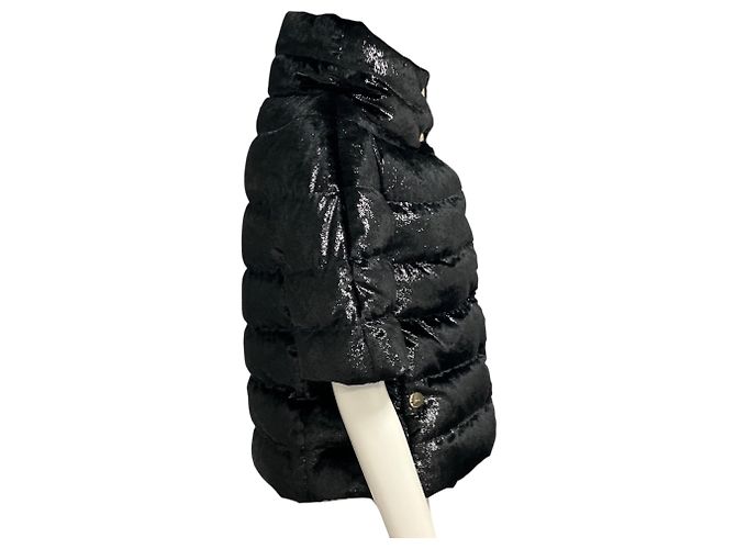 Chaqueta corta acolchada de plumón en terciopelo negro con brillo Lurex Herno - vista 2