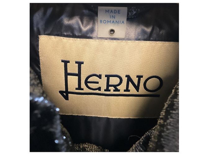Chaqueta corta acolchada de plumón en terciopelo negro con brillo Lurex Herno - vista 4