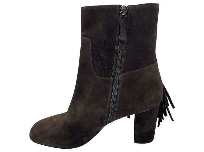 Botines de ante con flecos marrones Longchamp Castaño - vista 3