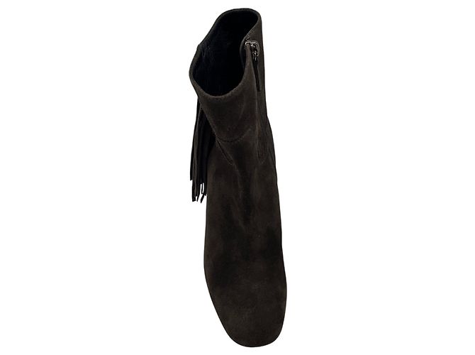 Botines de ante con flecos marrones Longchamp Castaño - vista 4
