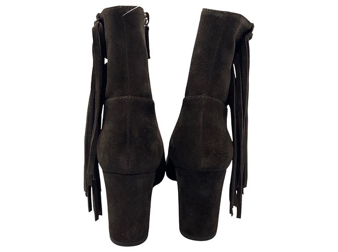 Botines de ante con flecos marrones Longchamp Castaño - vista 5