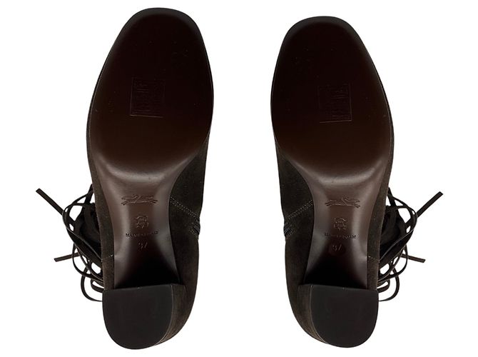 Botines de ante con flecos marrones Longchamp Castaño - vista 6