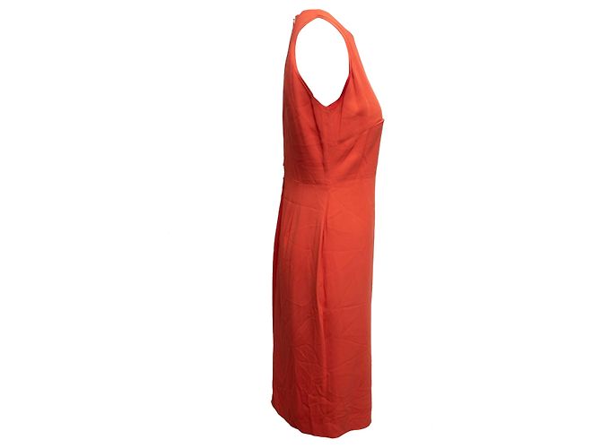 Autre Marque Ärmelloses Etuikleid Versace Collection in Rot-Orange Größe IT 46 - Ansicht 2