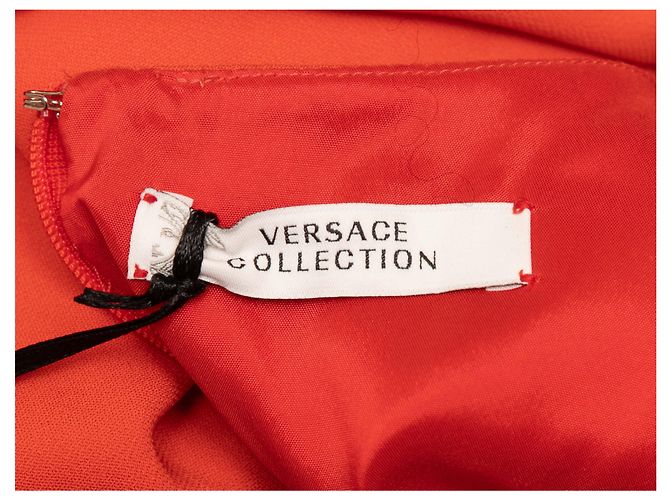 Autre Marque Ärmelloses Etuikleid Versace Collection in Rot-Orange Größe IT 46 - Ansicht 4