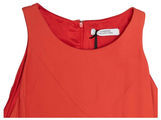 Autre Marque Ärmelloses Etuikleid Versace Collection in Rot-Orange Größe IT 46 - Ansicht 7