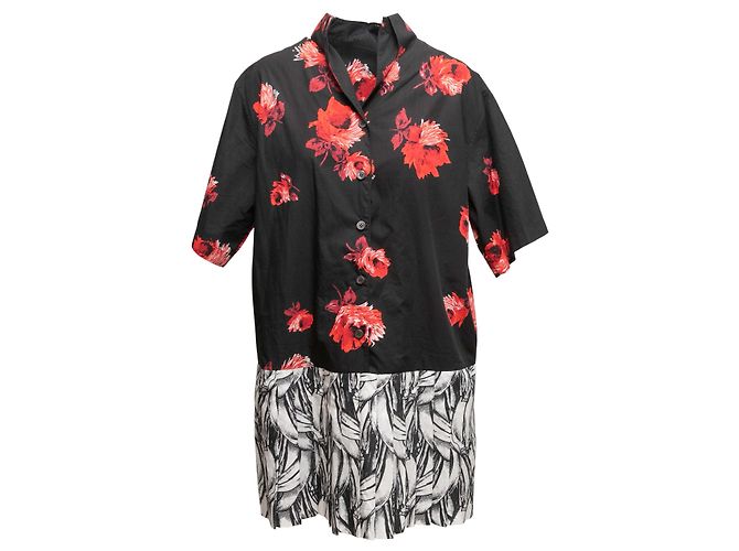 Prada bedrucktes Button-Up Kleid Schwarz & Multicolor Größe IT 42 - Ansicht 2