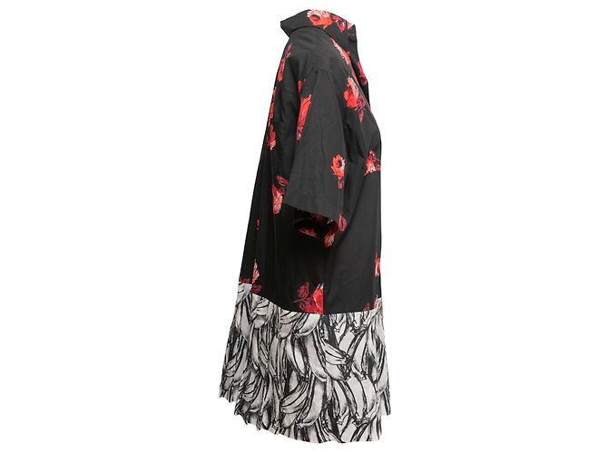 Prada bedrucktes Button-Up Kleid Schwarz & Multicolor Größe IT 42 - Ansicht 3