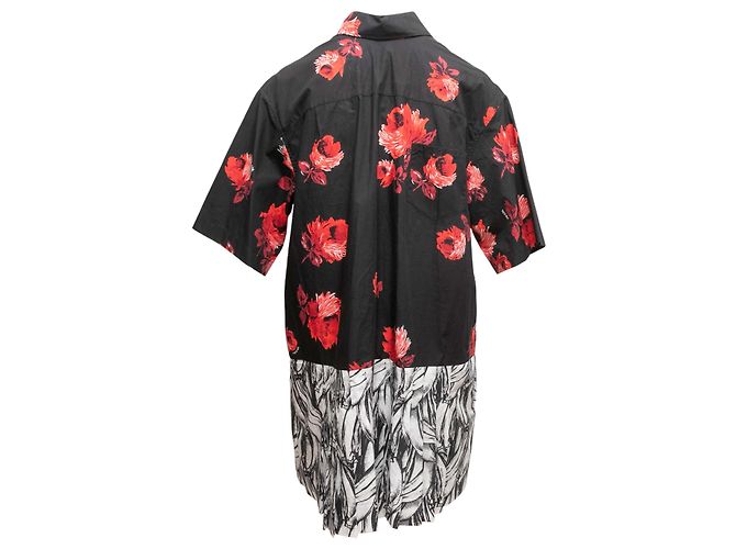 Prada bedrucktes Button-Up Kleid Schwarz & Multicolor Größe IT 42 - Ansicht 4