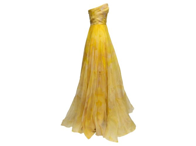 Vestido palabra de honor de seda amarillo Alexander McQueen Talla IT 40 - vista 2