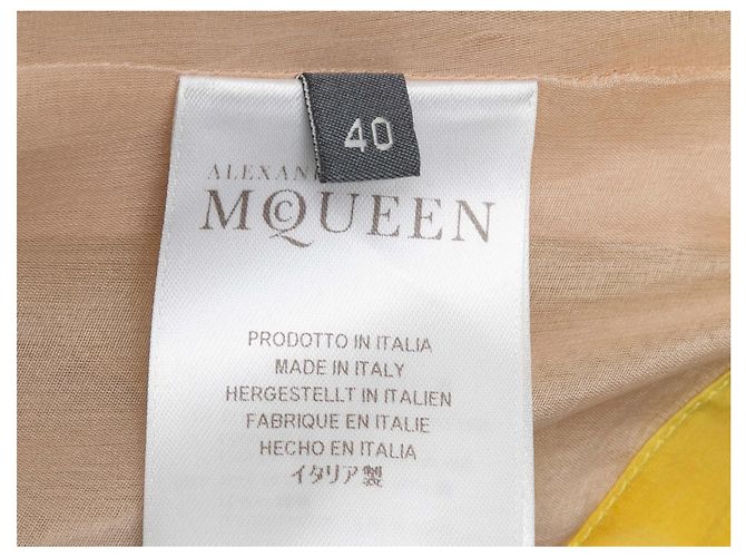 Vestido palabra de honor de seda amarillo Alexander McQueen Talla IT 40 - vista 5