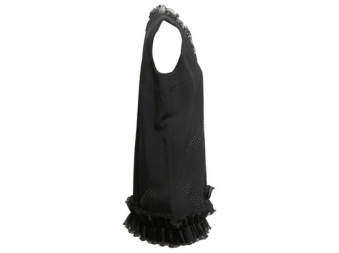 Ärmelloses Kleid mit Rüschen in Schwarz von Christopher Kane Größe US 10 - Ansicht 2