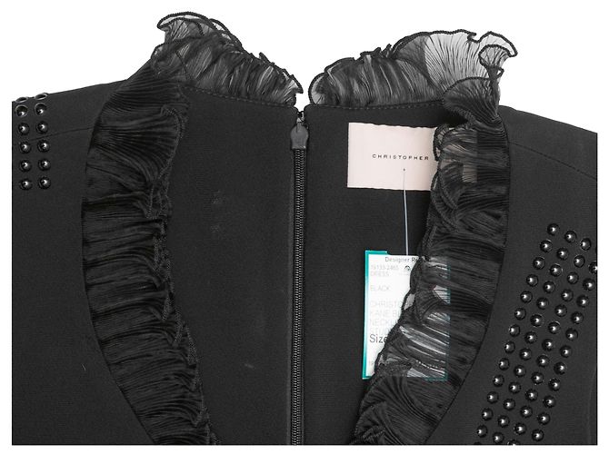 Ärmelloses Kleid mit Rüschen in Schwarz von Christopher Kane Größe US 10 - Ansicht 7