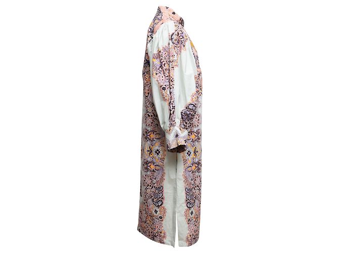 Etro 38 Kleid in Hellblau & Multicolor mit Paisley-Print, Dreiviertelärmel, Größe US M - Ansicht 2