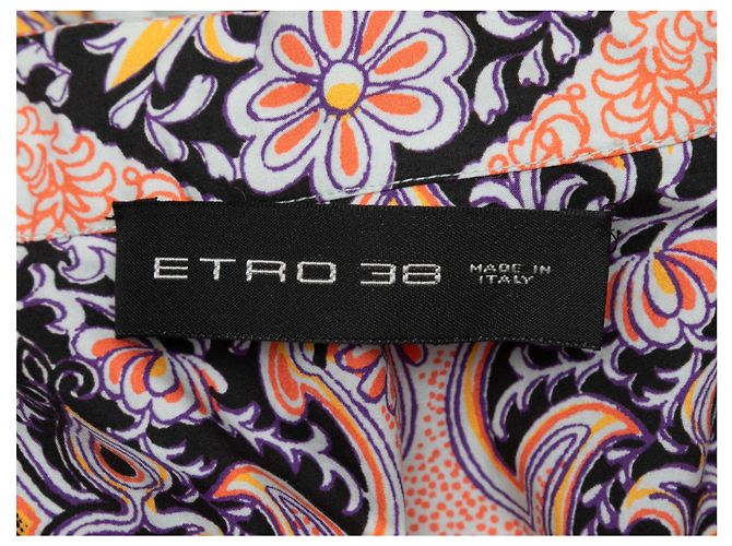 Etro 38 Kleid in Hellblau & Multicolor mit Paisley-Print, Dreiviertelärmel, Größe US M - Ansicht 4