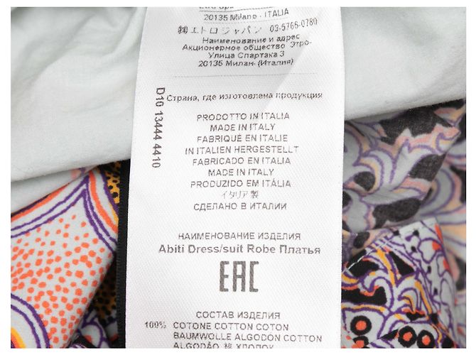 Etro 38 Kleid in Hellblau & Multicolor mit Paisley-Print, Dreiviertelärmel, Größe US M - Ansicht 5