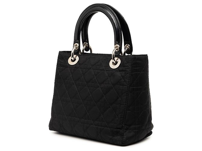 Borsa Lady Dior Medium in nylon Cannage nero - vista 2