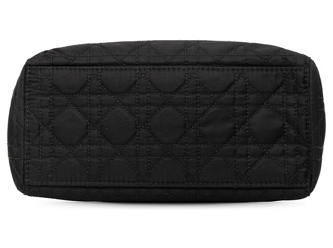 Borsa Lady Dior Medium in nylon Cannage nero - vista 3