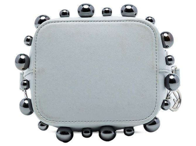 Borsa secchiello Mon Tresor Mini in pelle grigia Fendi con perle Grigio - vista 3