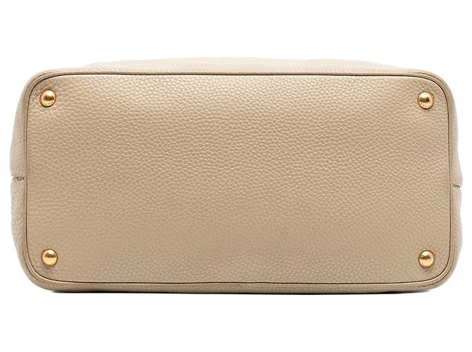 Sac cabas convertible ouvert Prada Vitello Daino Beige - vue 3