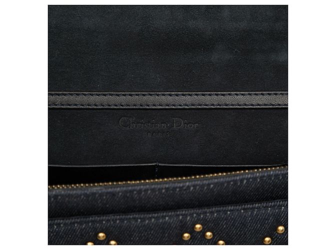 Borsa a tracolla DiorAddict Wallet on Chain in denim blu Cannage con borchie Dior - vista 5