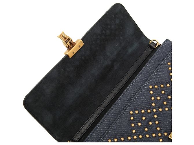 Borsa a tracolla DiorAddict Wallet on Chain in denim blu Cannage con borchie Dior - vista 6