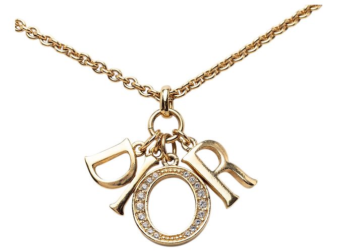 Collana con pendente logo strass Dior placcata oro D'oro - vista 2