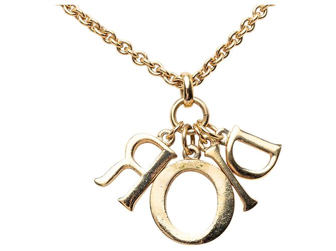 Collana con pendente logo strass Dior placcata oro D'oro - vista 3