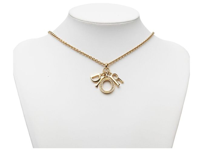 Collana con pendente logo strass Dior placcata oro D'oro - vista 5