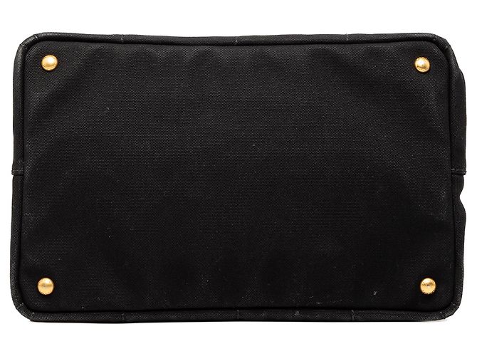 Tote Borsa Satchel Prada in tela Canvas Canapa con logo nera Nero - vista 3