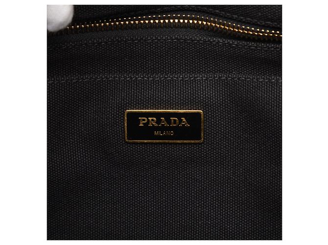 Tote Borsa Satchel Prada in tela Canvas Canapa con logo nera Nero - vista 5