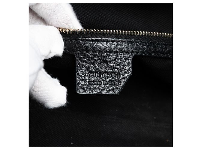 Bamboo Borsa shopper Tall in pelle nera Gucci con manici in bambù Nero - vista 5