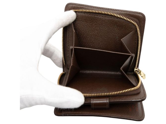 Portafoglio Compact Zip Louis Vuitton Damier Ebene Marrone - vista 4