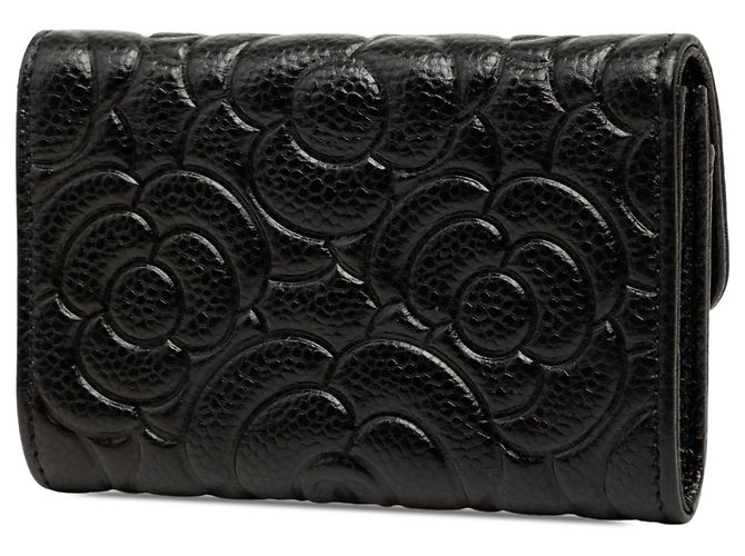 Tarjetero Chanel CC Embossed Caviar Camellia Negro - vista 2