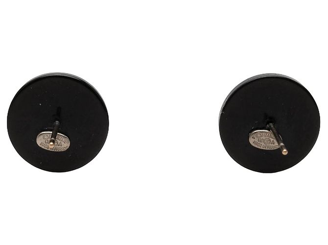 Orecchini a bottone Chanel CC in resina e strass neri Nero - vista 2