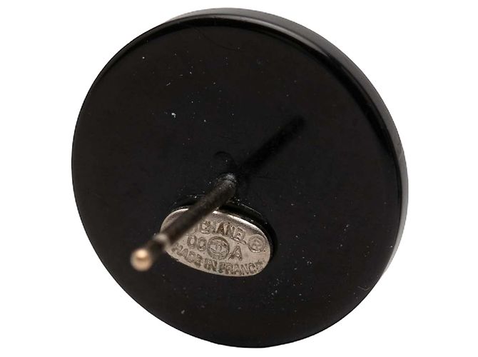 Orecchini a bottone Chanel CC in resina e strass neri Nero - vista 3