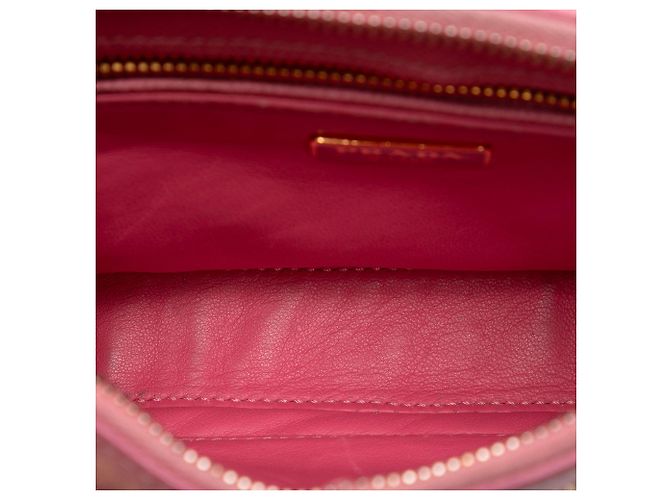 Borsa a tracolla Prada Saffiano Lux rosa con tasca frontale - vista 4