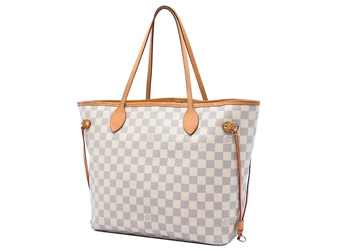 Borsa Tote Louis Vuitton Neverfull MM Damier Azur bianca Bianco - vista 2