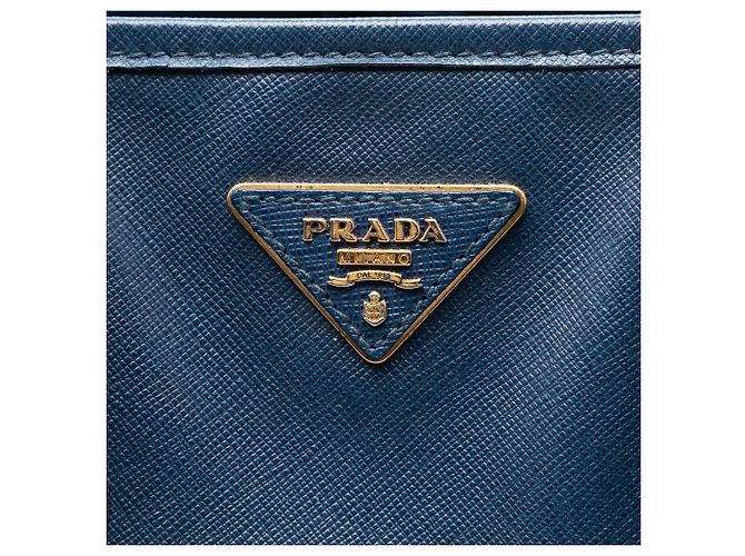 Borsa Shopping Tote Satchel Prada Saffiano Lux Blu - vista 5