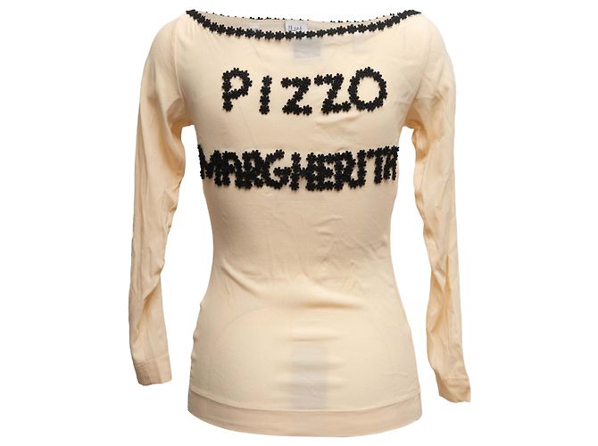Moschino Cheap and Chic Spitzen-Blumentop Beige & Black Größe IT 44 - Ansicht 3