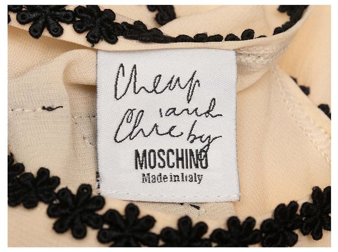 Moschino Cheap and Chic Spitzen-Blumentop Beige & Black Größe IT 44 - Ansicht 5